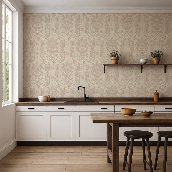 Columnar Bloom - Blush Linen Wallpaper