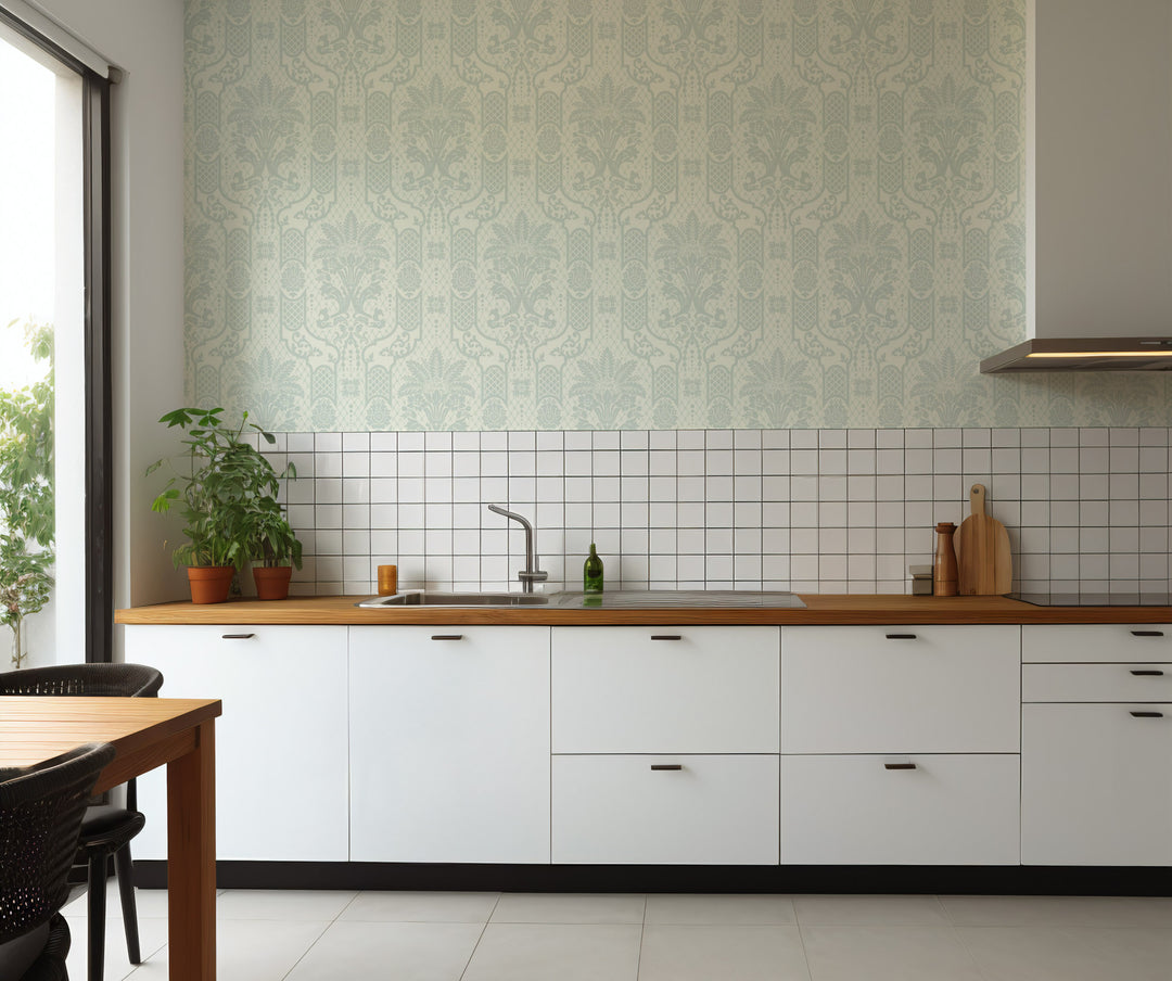 Columnar Bloom - Pale Blue Gray Wallpaper