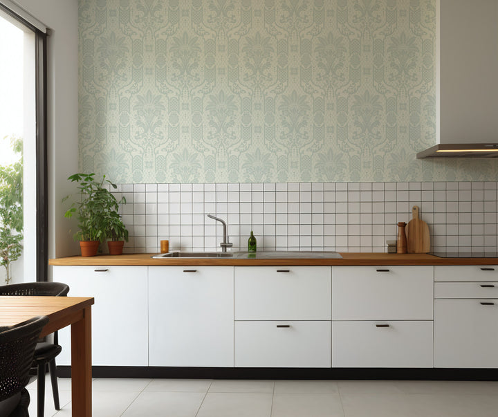 Columnar Bloom - Pale Blue Gray Wallpaper