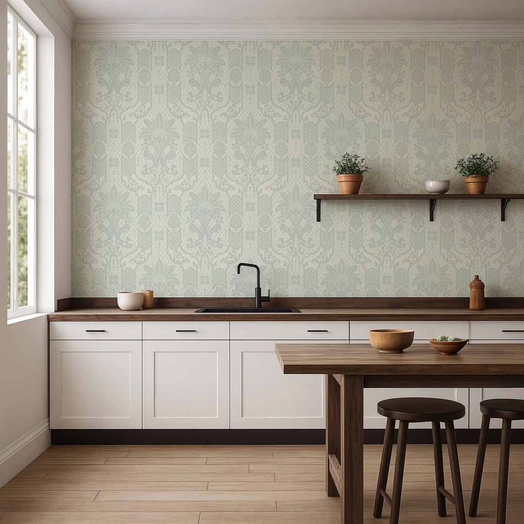 Columnar Bloom - Pale Blue Gray Wallpaper
