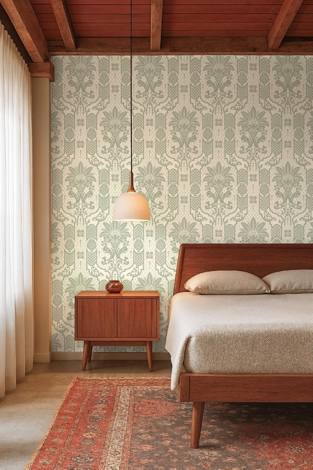 Columnar Bloom - Thyme Green Wallpaper