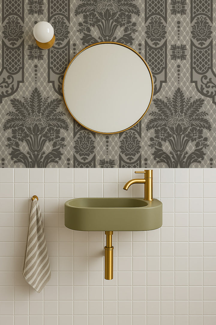 Columnar Bloom - Umber Ink Wallpaper