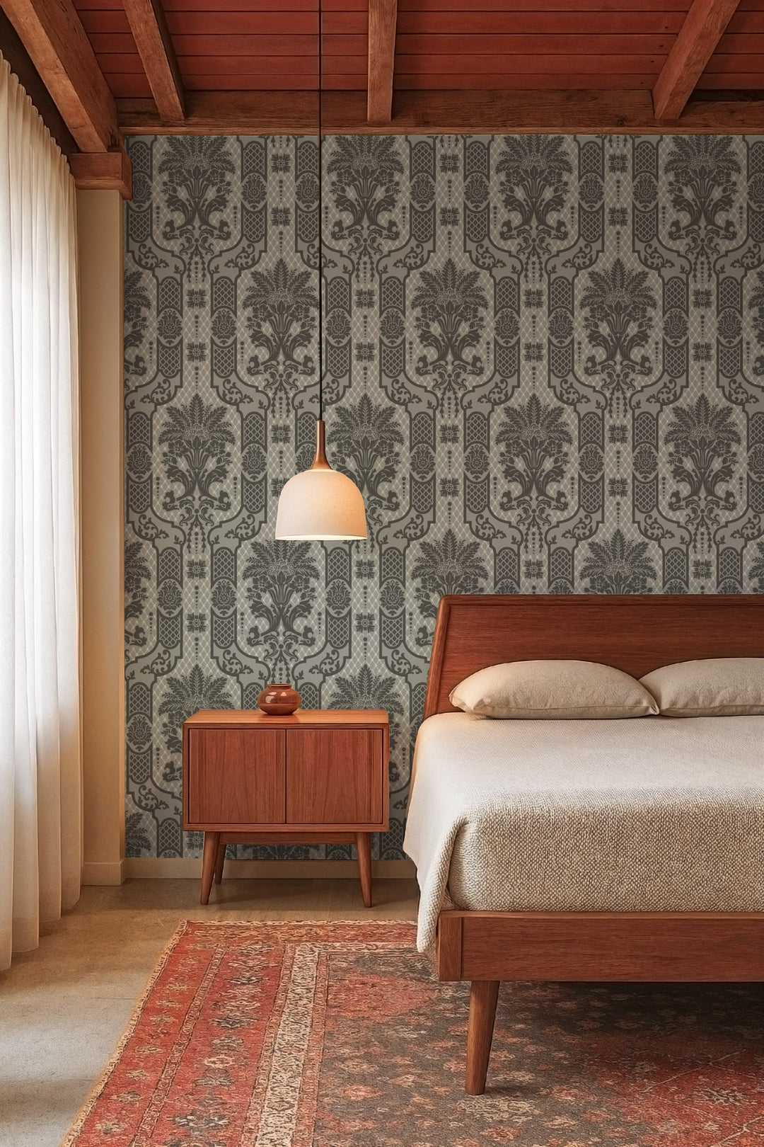 Columnar Bloom - Umber Ink Wallpaper