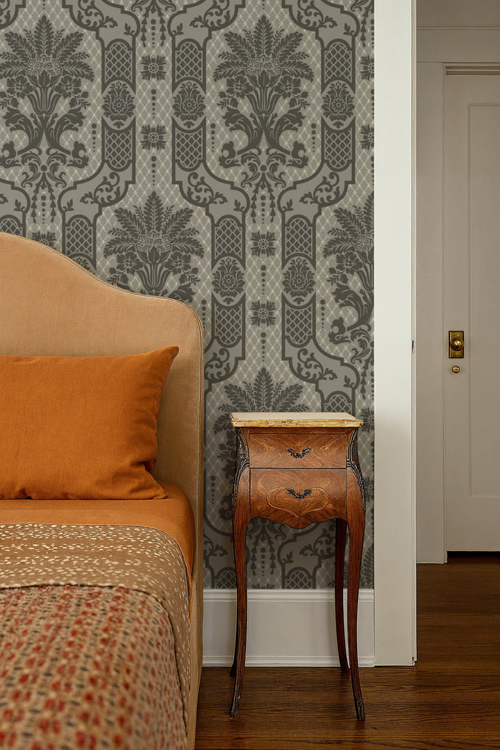 Columnar Bloom - Umber Ink Wallpaper