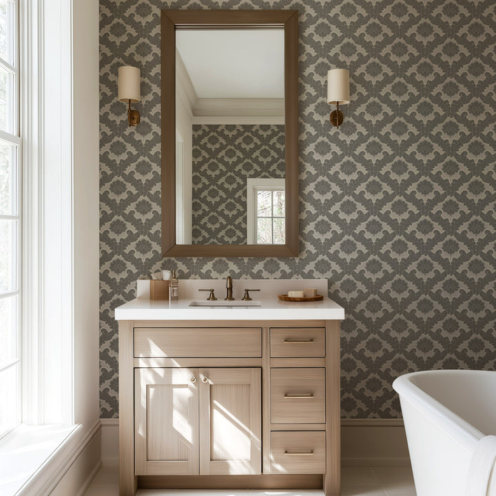Drawing Room Leaf - Driftwood Wallpaper