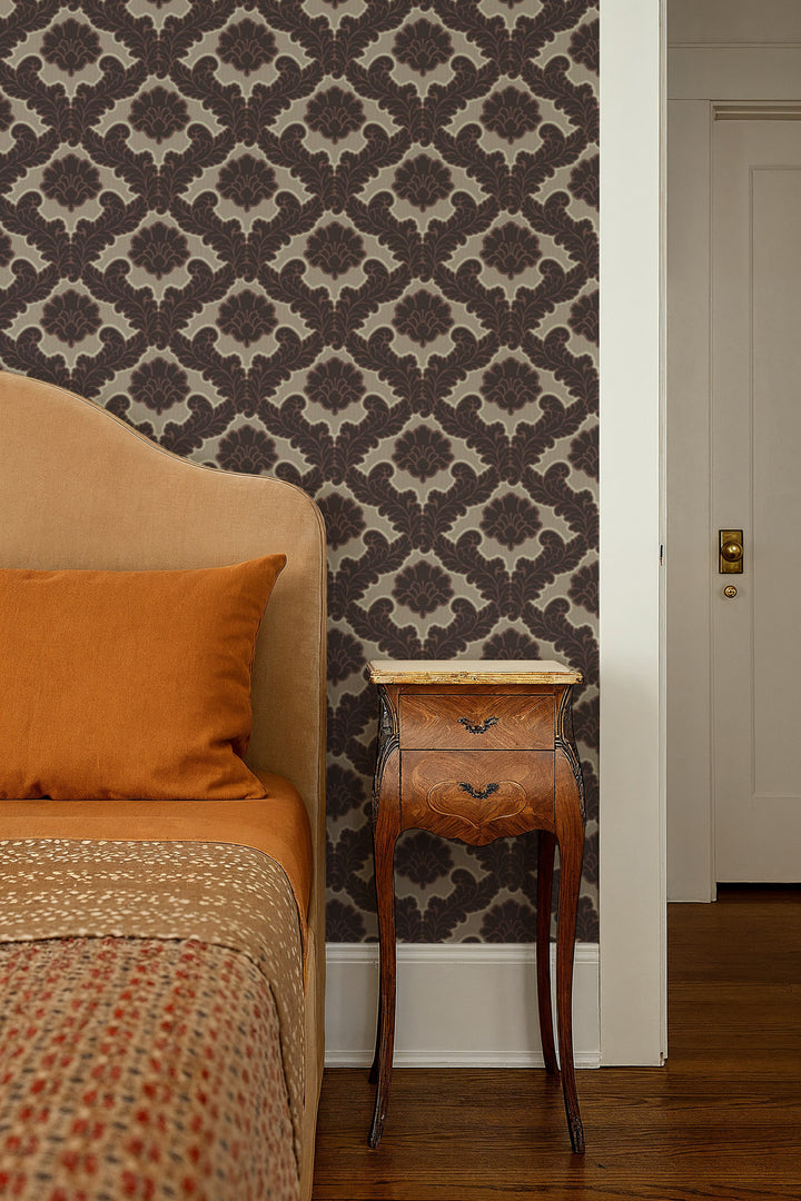 Drawing Room Leaf - Maroon Wallpaper