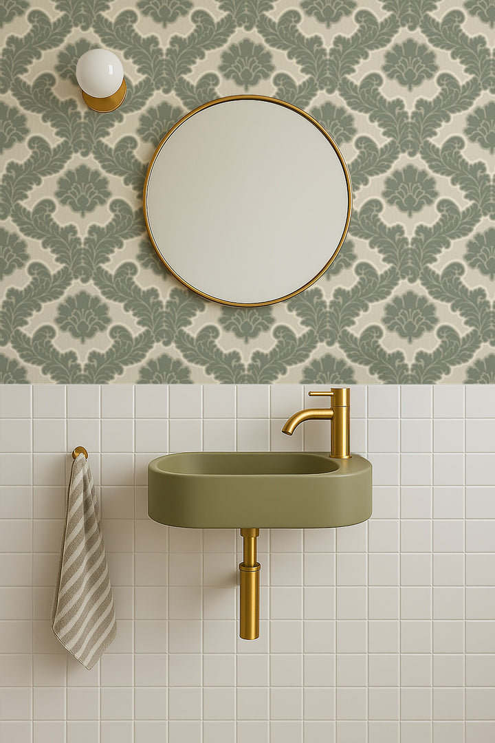 Drawing Room Leaf - Sage Green Wallpaper