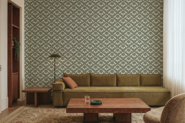 Drawing Room Leaf - Sage Green Wallpaper