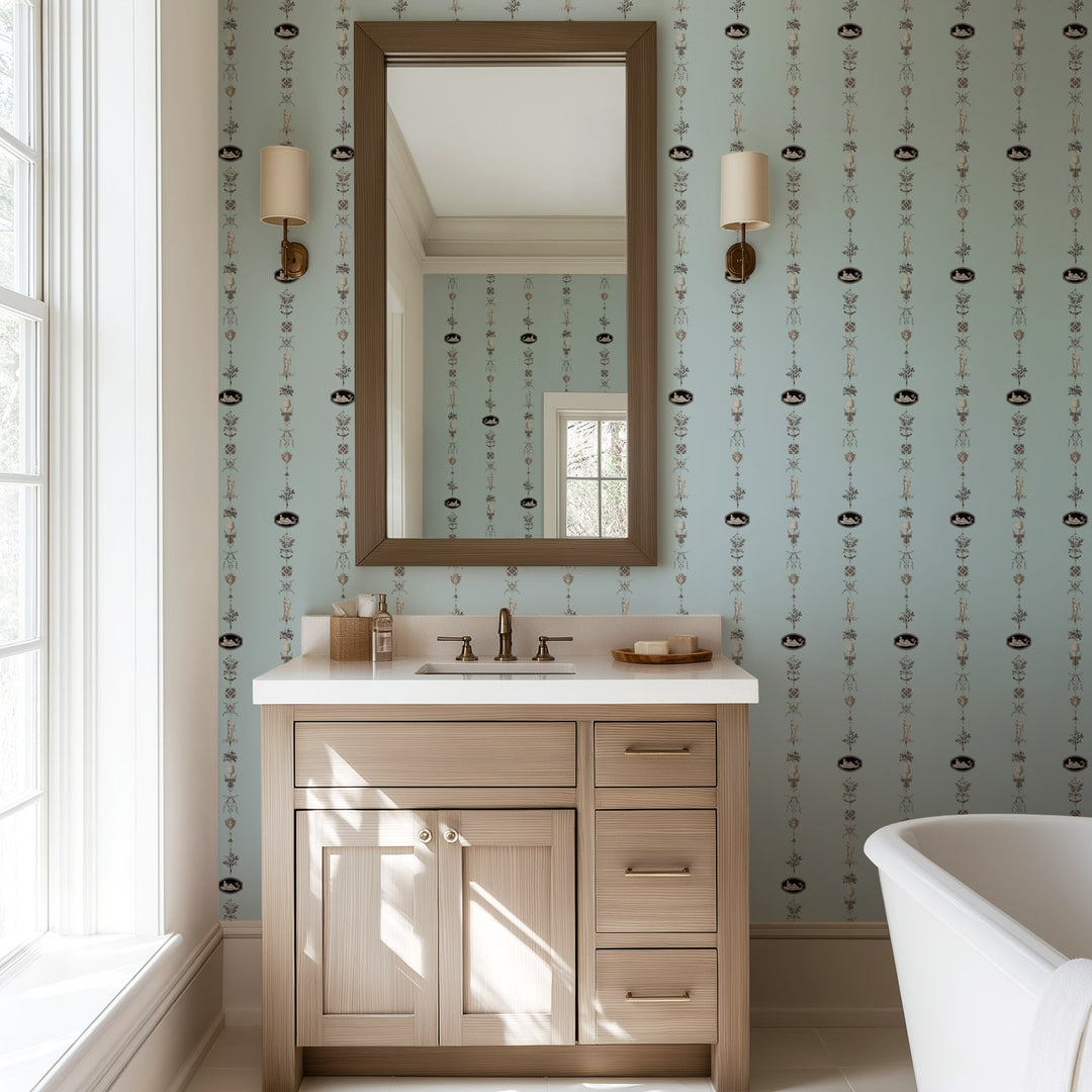 NeoClassical Stripe - Daytime Blue Wallpaper