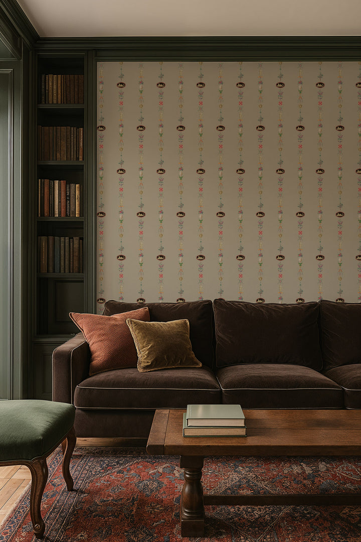NeoClassical Stripe - Parchment Brown Wallpaper