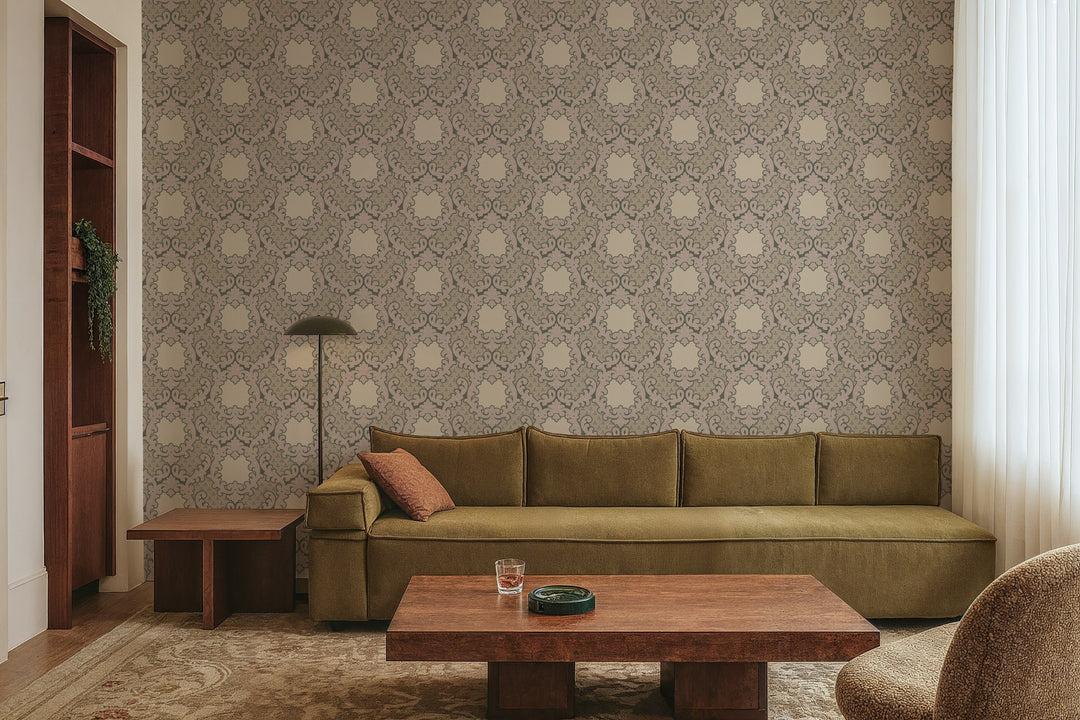Shadow Leaf Damask - Sunwashed Wallpaper