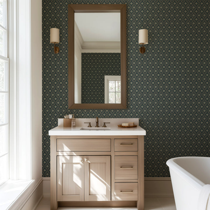 Stone Lace - Warm Black Wallpaper