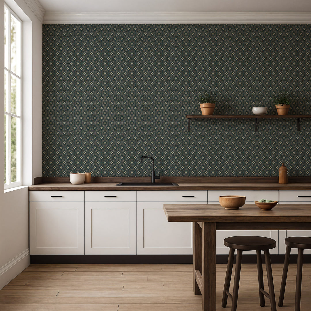 Stone Lace - Warm Black Wallpaper