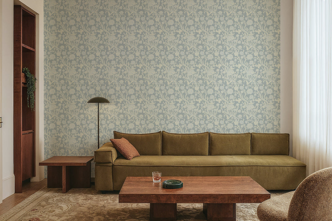 Blooming Thicket - Glacial Blue Wallpaper