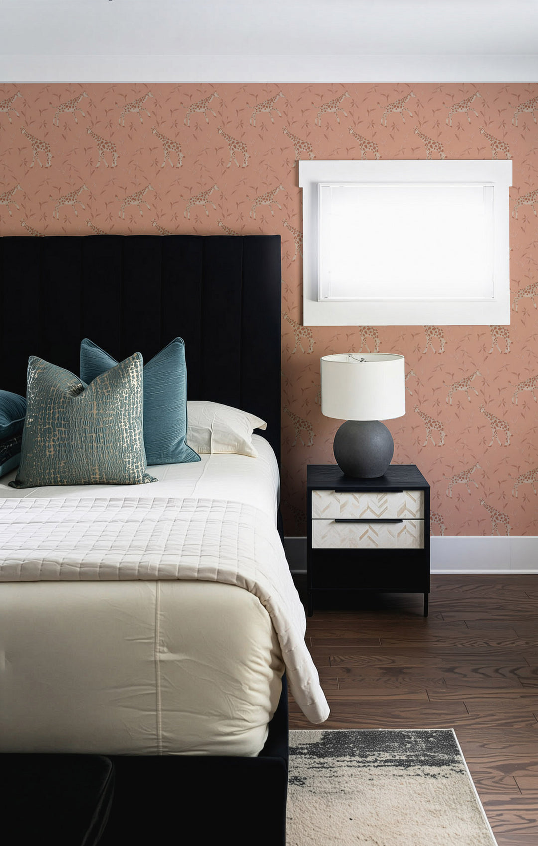 Gentle Giraffe - Coral Clay Wallpaper by Blessed Little Bungalow