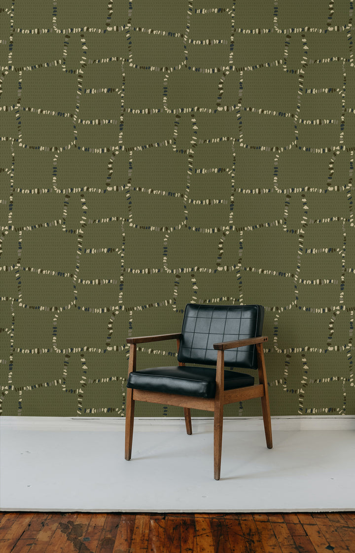 Tulum Ruins - Olive Wallpaper by Forbes Masters