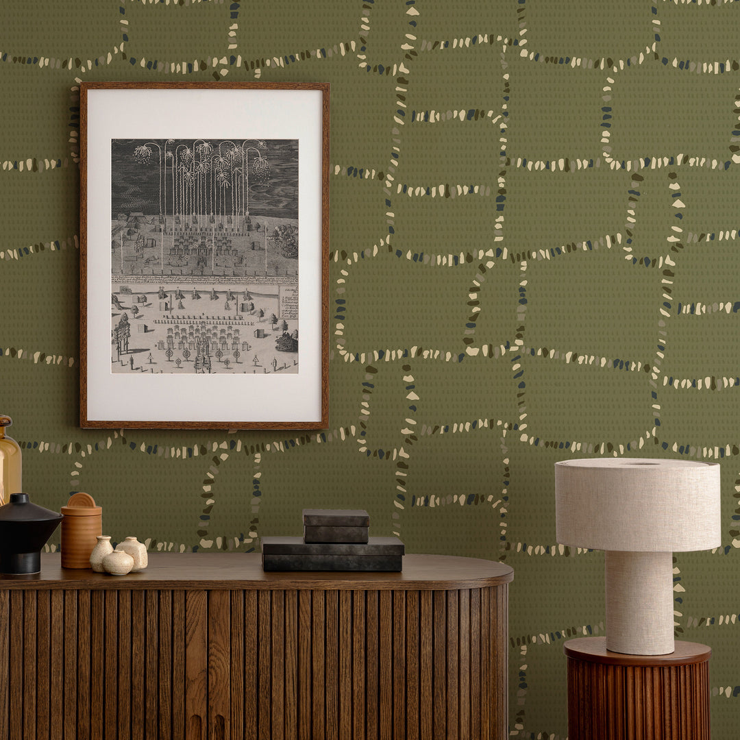 Tulum Ruins - Olive Wallpaper by Forbes Masters