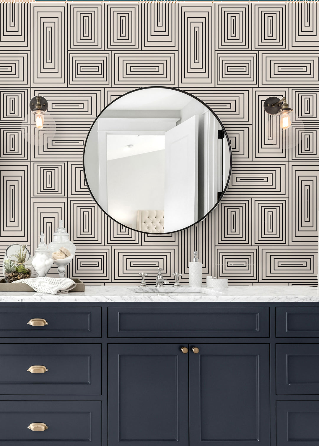 Nia - Taupe Geometric Wallpaper by Forbes Masters