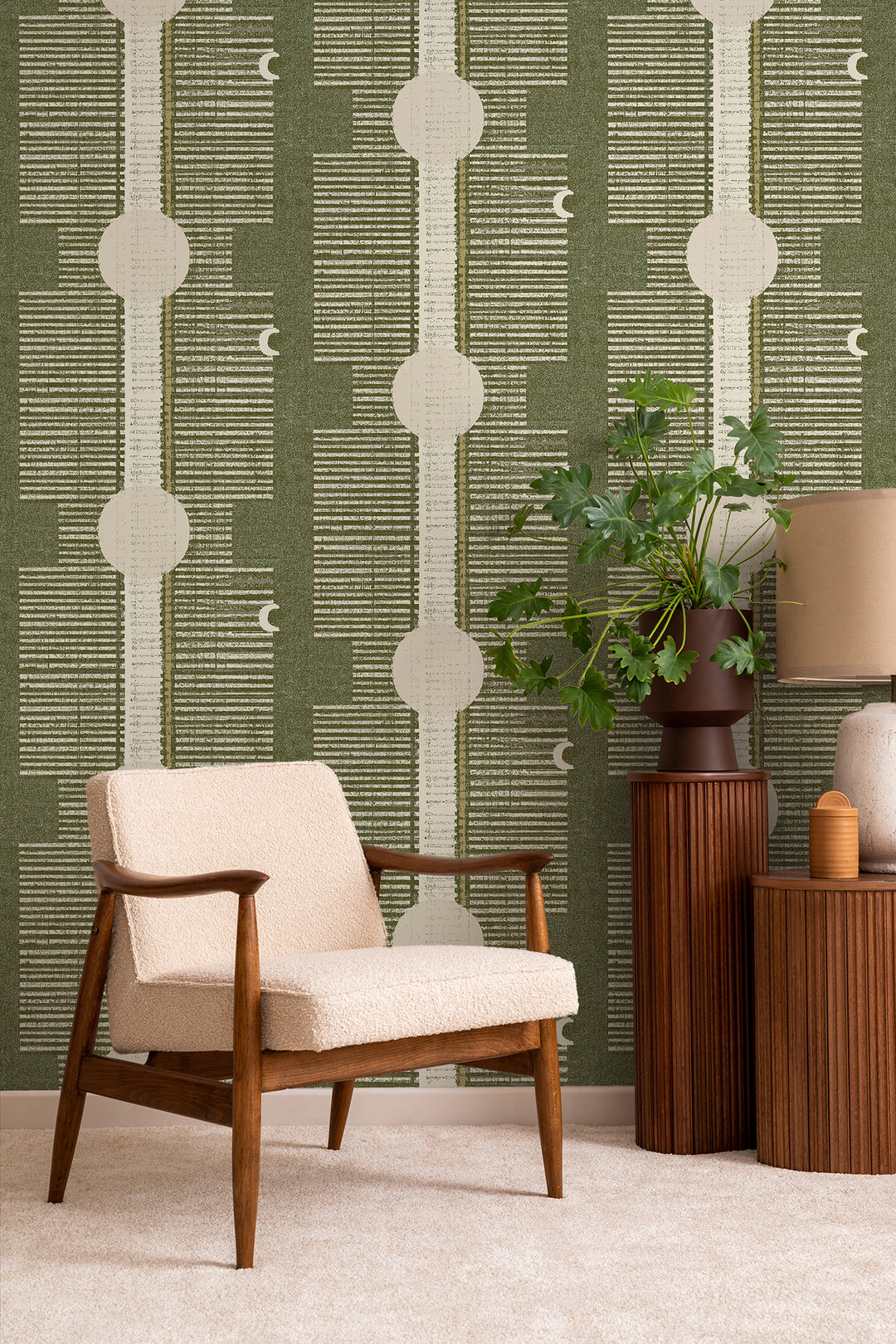 Inyanga - Olive Linen Wallpaper by Forbes Masters