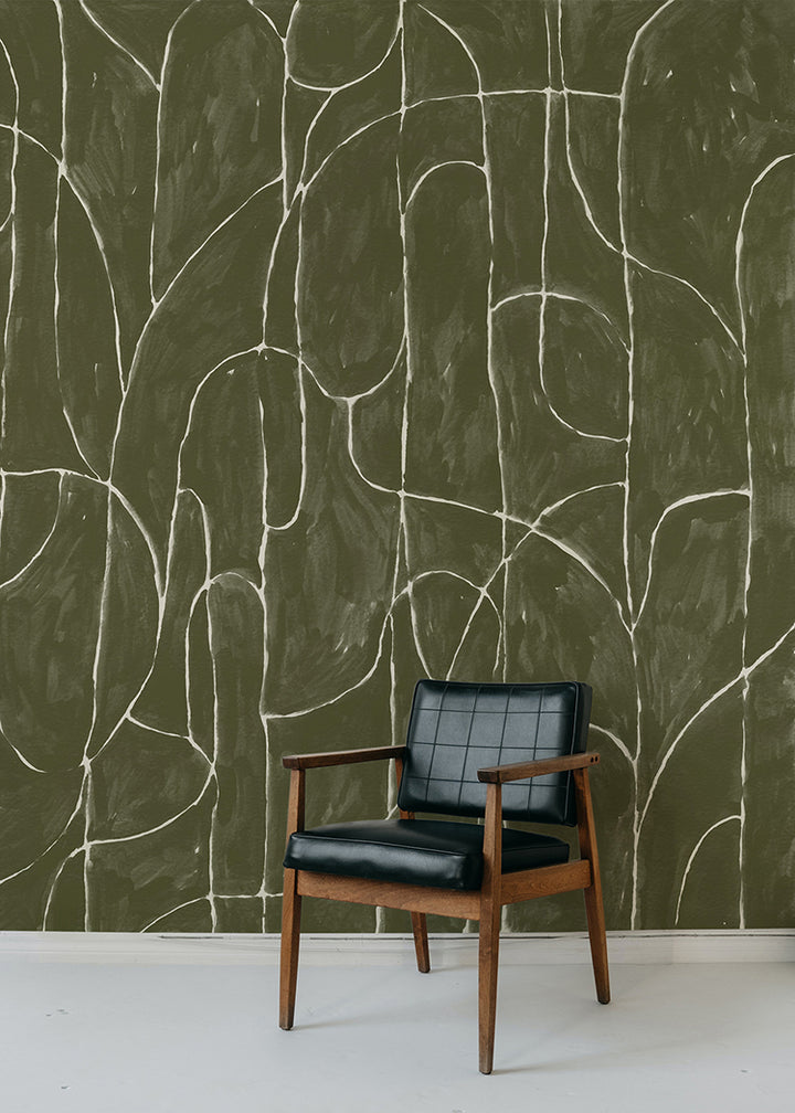 Boulder Beach Mural - Olive Wallpaper by Forbes Masters