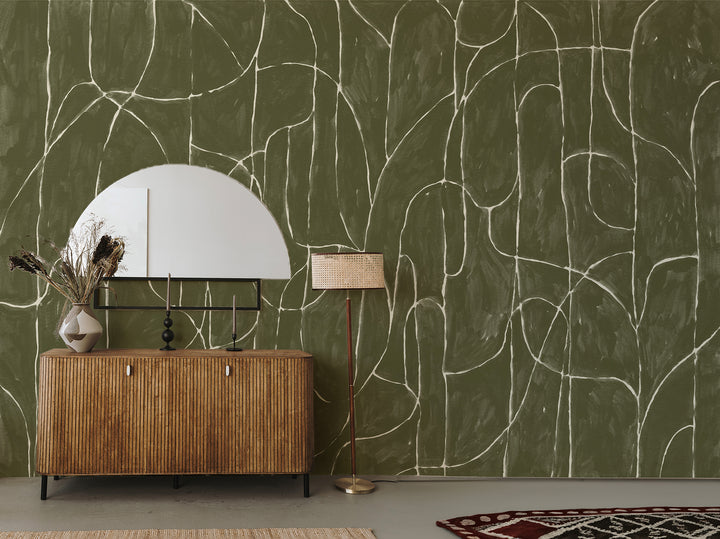 Boulder Beach Wall Mural - Olive Wallpaper by Forbes Masters