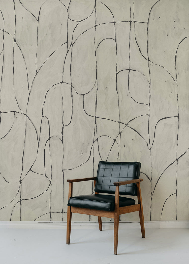 Boulder Beach Mural - Off White Linen Wallpaper by Forbes Masters