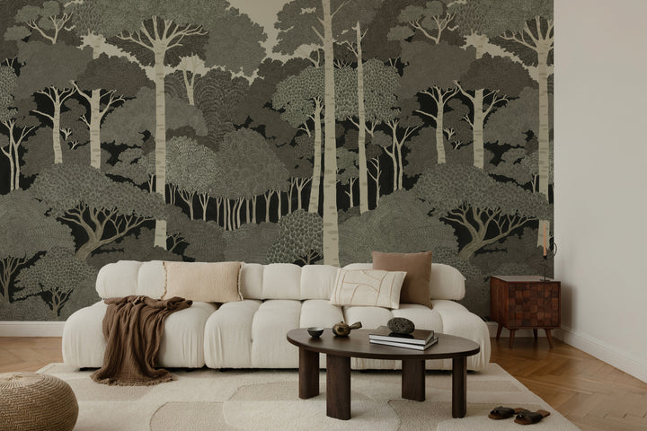 Storybook Forest Wall Mural - Sepia