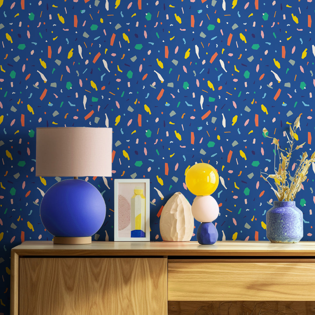 Party - Navy Wallpaper by Poketo