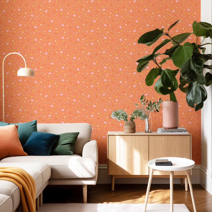 Confetti - Orange Wallpaper by Poketo