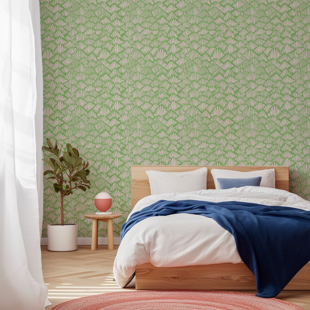 Seashells - Green Wallpaper by Poketo