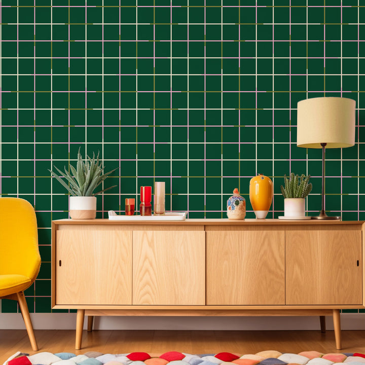 Grid- Green Wallpaper by Poketo