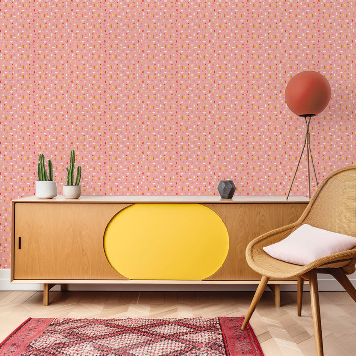 Chips - Pink Wallpaper by Poketo