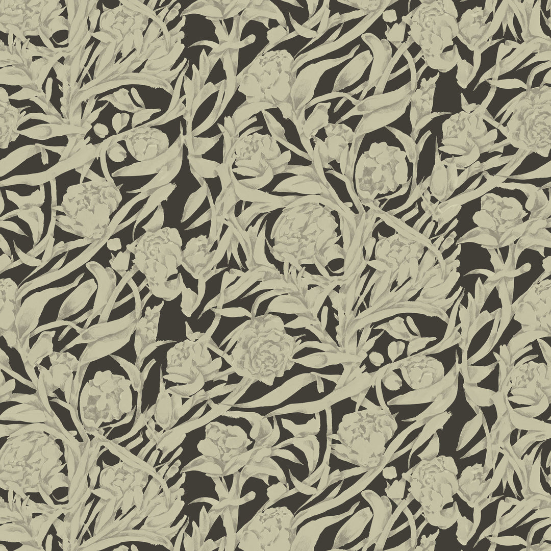 Wandervine - Ebony Taupe Botanical Wallpaper