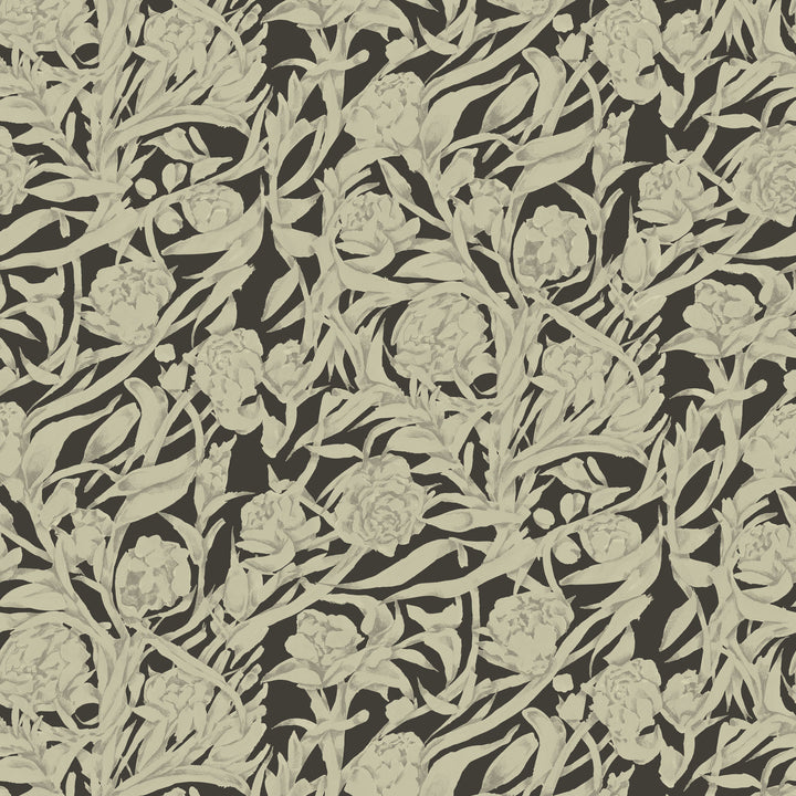 Wandervine - Ebony Taupe Botanical Wallpaper