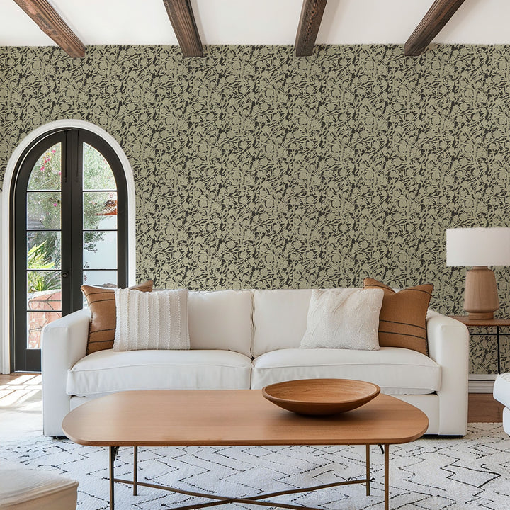 Wandervine - Ebony Taupe Botanical Wallpaper