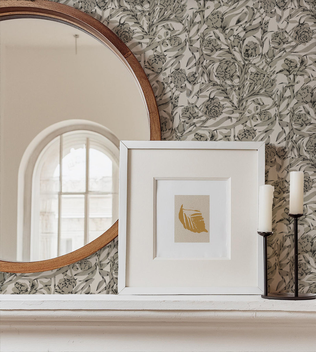 Wandervine - Newsprint Beige Botanical Wallpaper