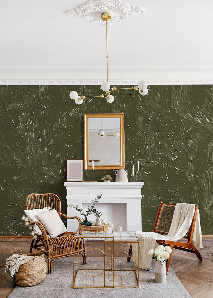 Washed Wallpaper Mural - Olive