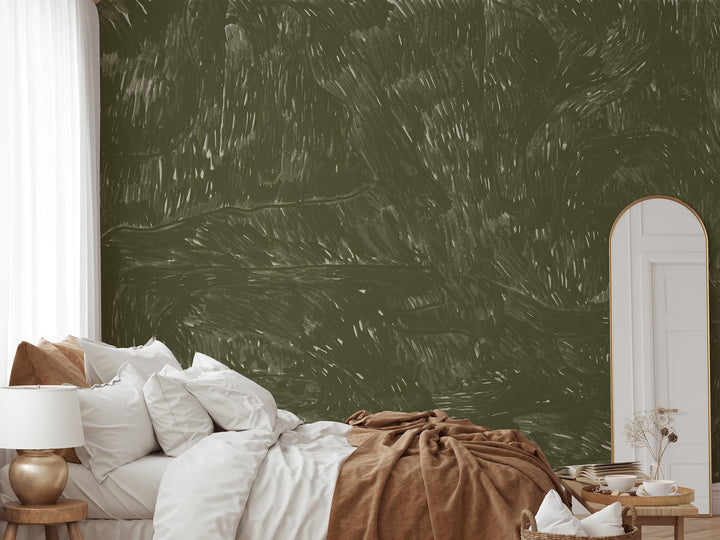 Washed Wallpaper Mural - Olive