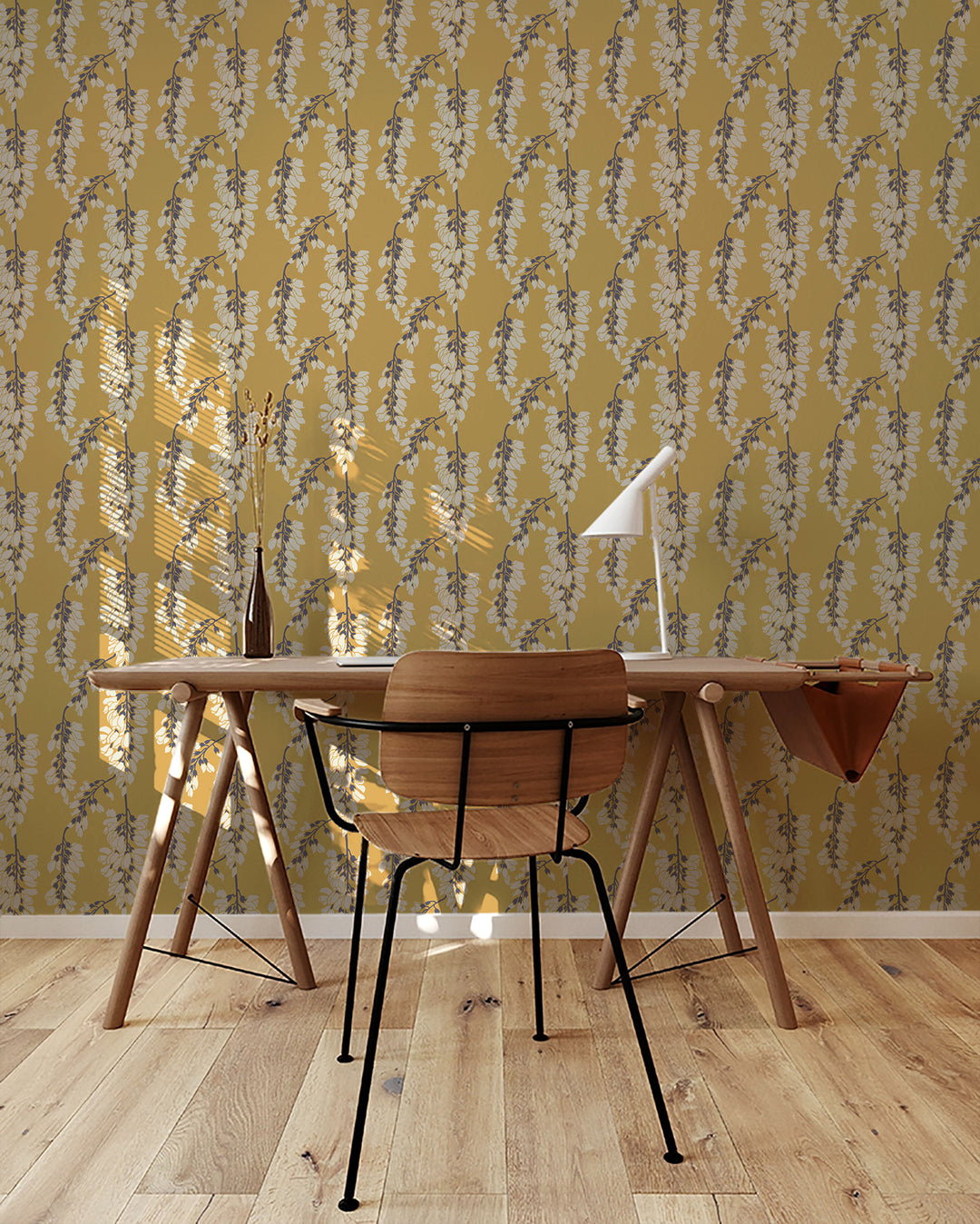Wisteria Floral - Yellow Wallpaper