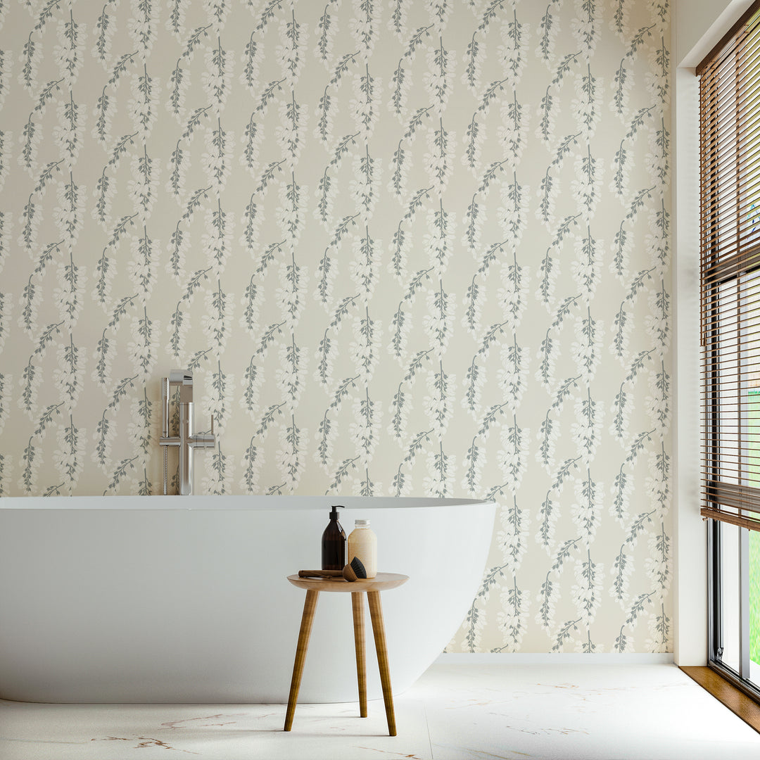 Wisteria Floral - Linen Wallpaper