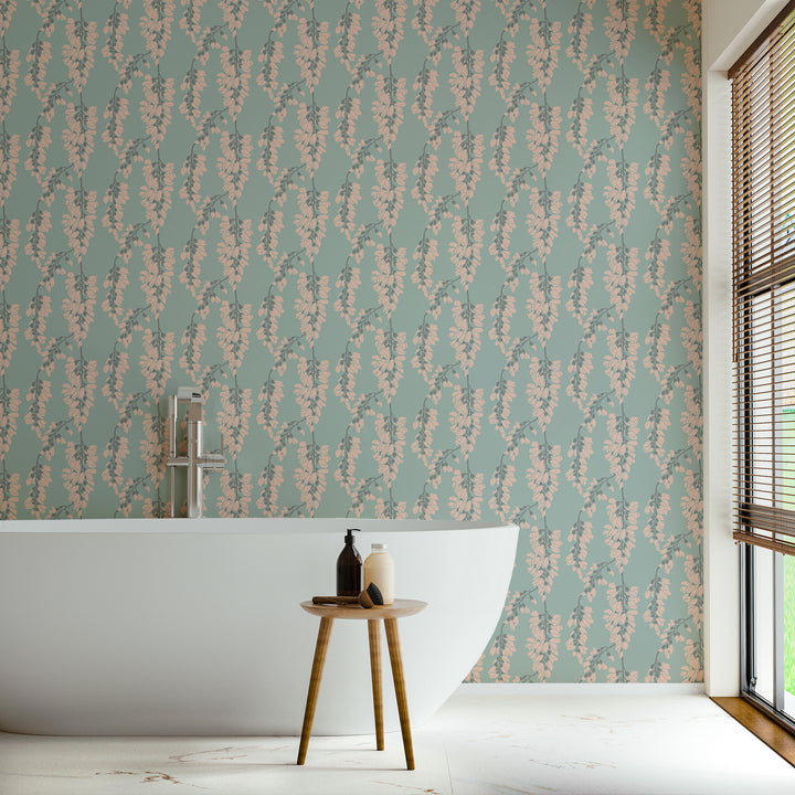 Wisteria Floral - Light Blue Wallpaper