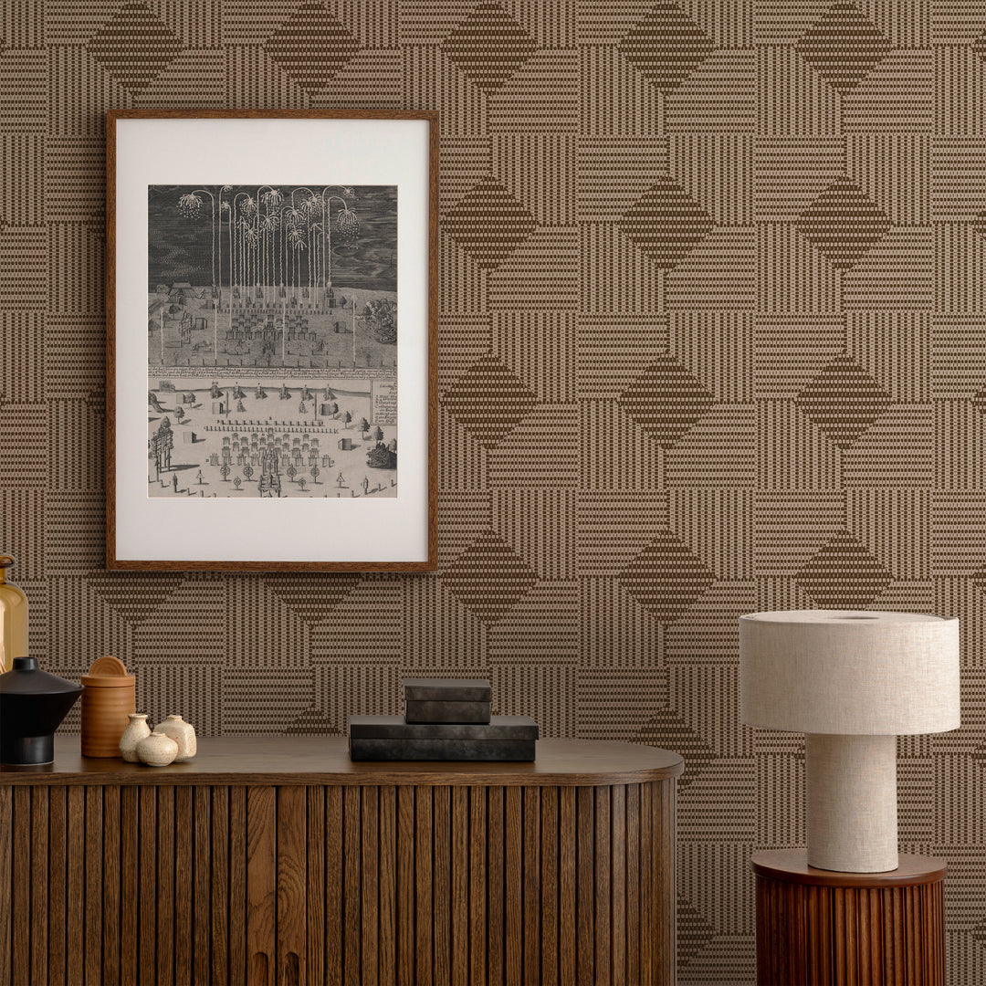 Woven Basket - Ashen Walnut Wallpaper