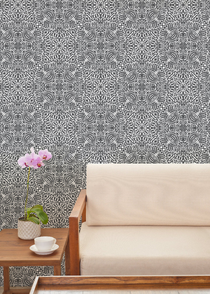 Flora Spiral - Gray Wallpaper