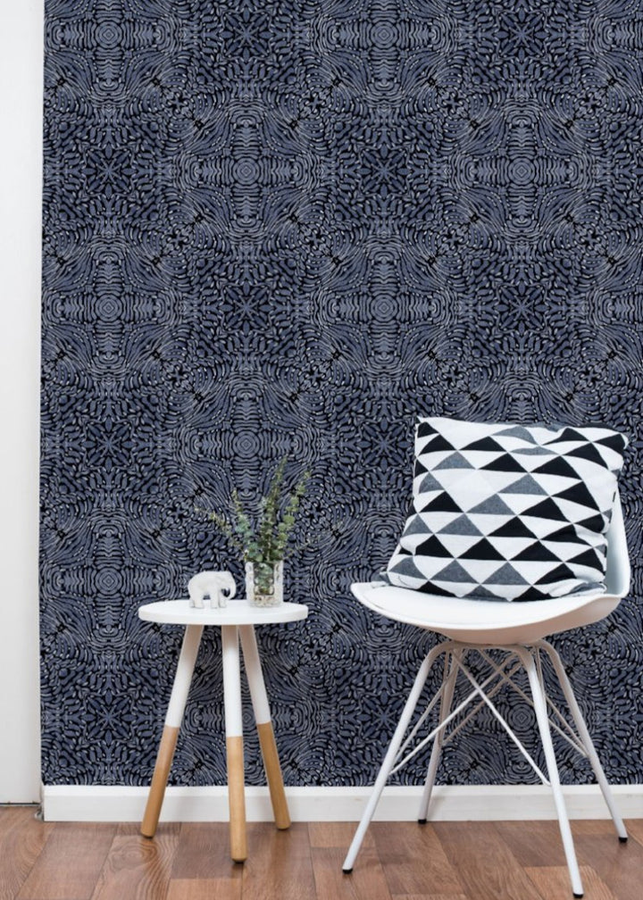 Flora Spiral - Blue Wallpaper