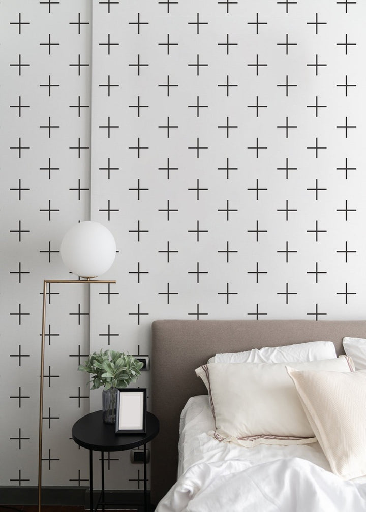 Addition Large - Jet Black Geometric Wallpaper by Mrs. Paranjape