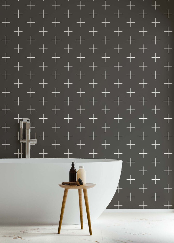Addition Large - Jet Black Reverse Geometric Wallpaper by Mrs. Paranjape