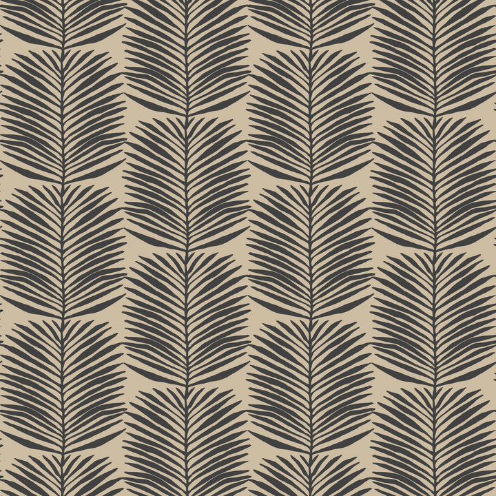 Betty White Palm Leaves - Camel Floral Wallpaper