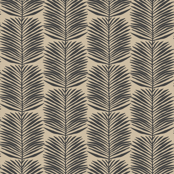 Betty White Palm Leaves - Camel Floral Wallpaper