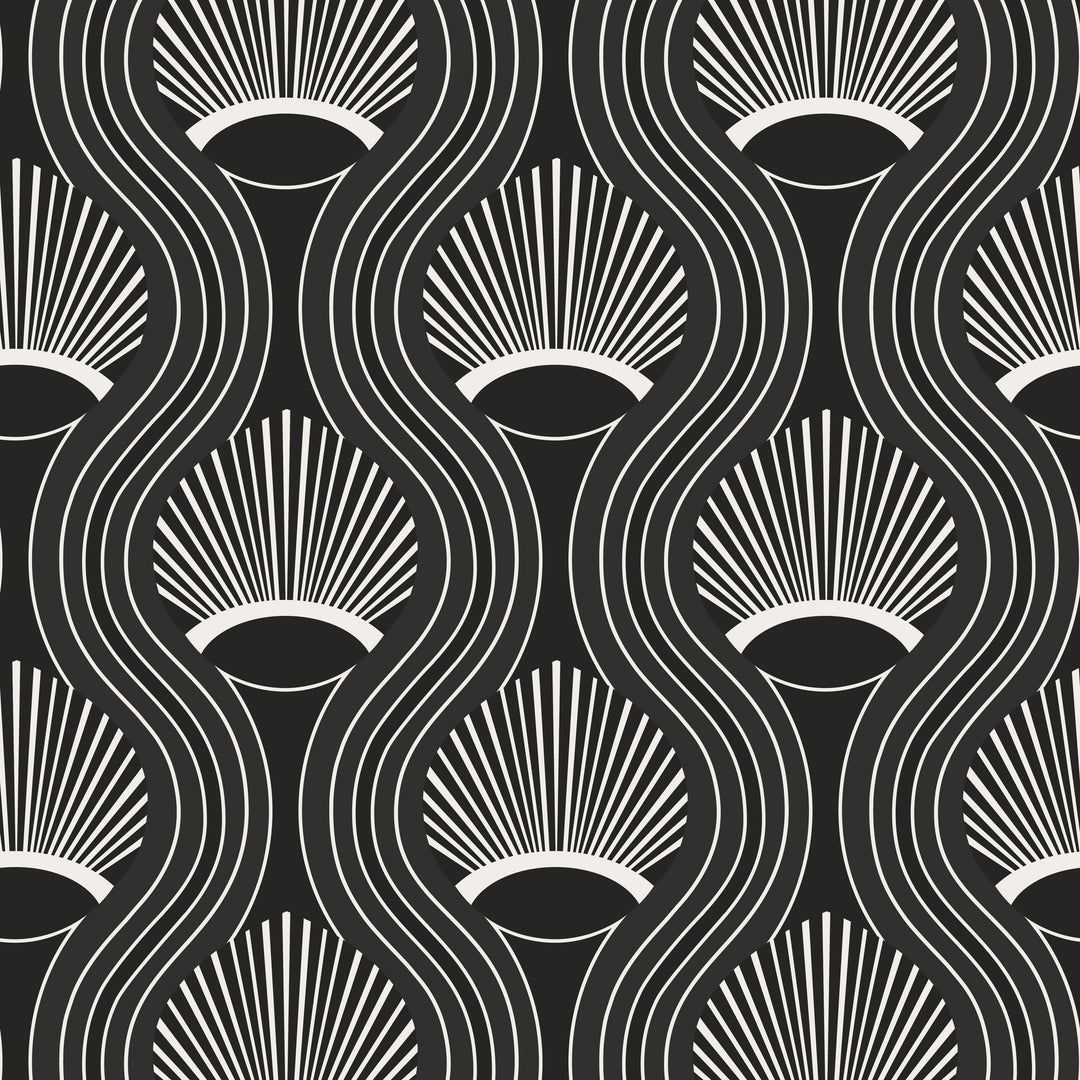 African Art Deco Shell - Black Wallpaper