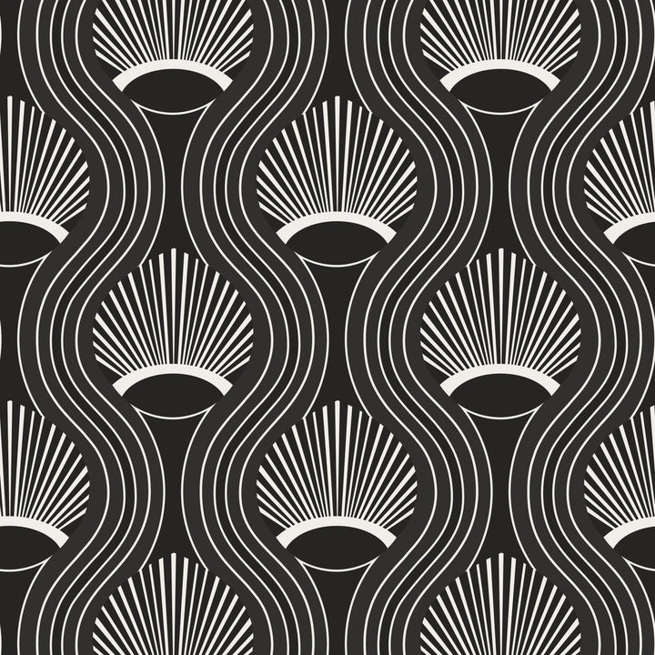 African Art Deco Shell - Black Wallpaper